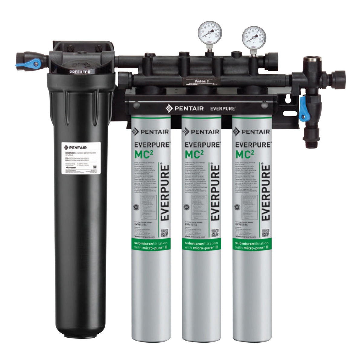 Everpure EV9328-03 Coldrink Triple 3-MC² Water Filtration System with Pre-Filter, 0.5 Micron, 5 GPM