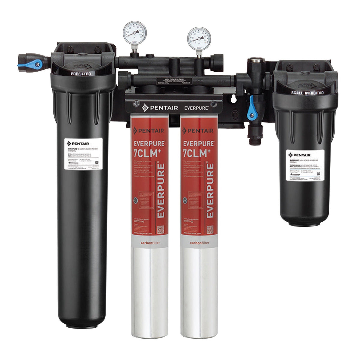Everpure EV9771-32 High Flow CSR Twin-7CLM+ Water Filtration System with Pre-Filter and Scale Reduction, 5 Micron, 3.34/2.66/2 GPM