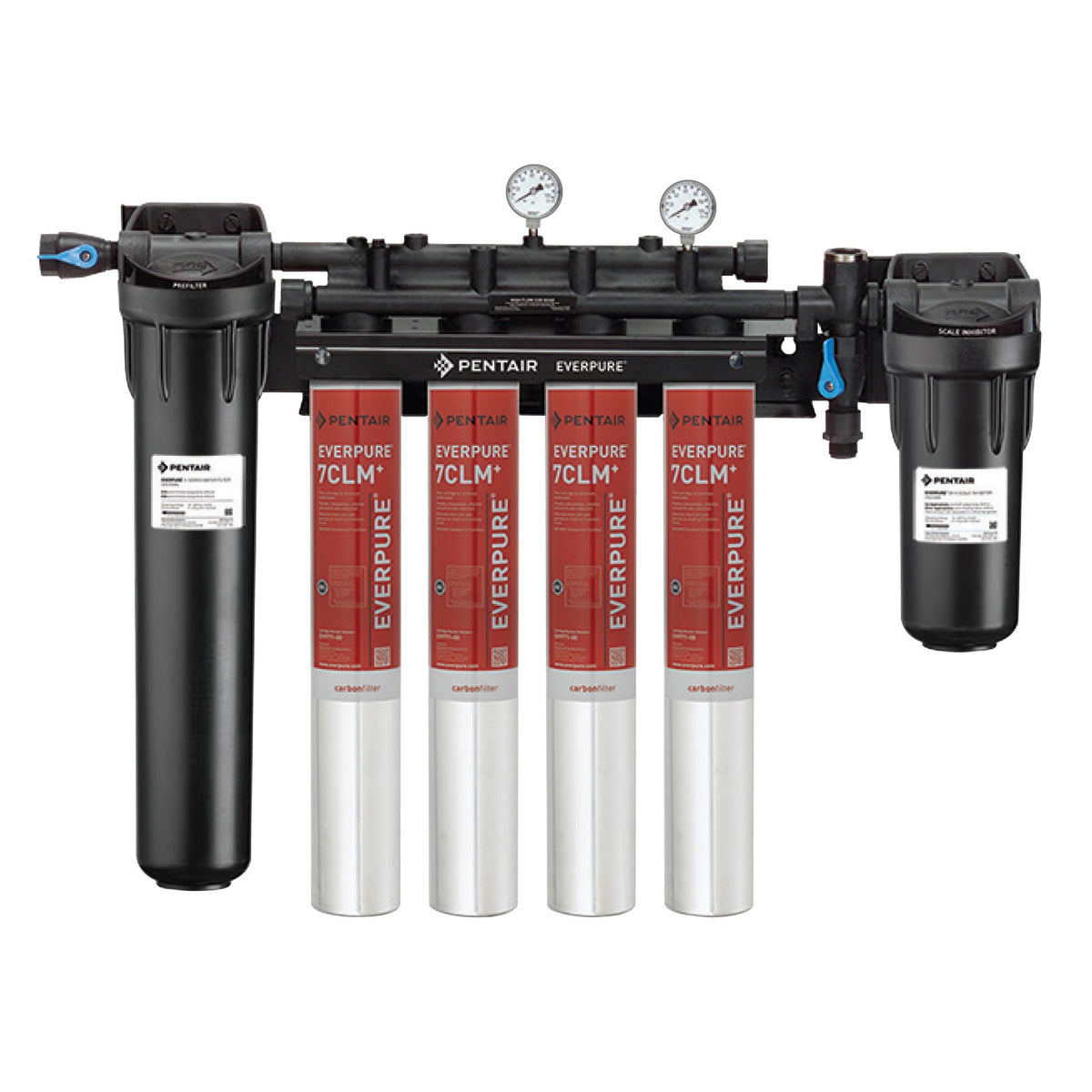 Everpure EV9771-34 High Flow CSR Quad-7CLM+ Water Filtration System with Pre-Filter and Scale Reduction, 5 Micron, 6.68/5.33/4 GPM