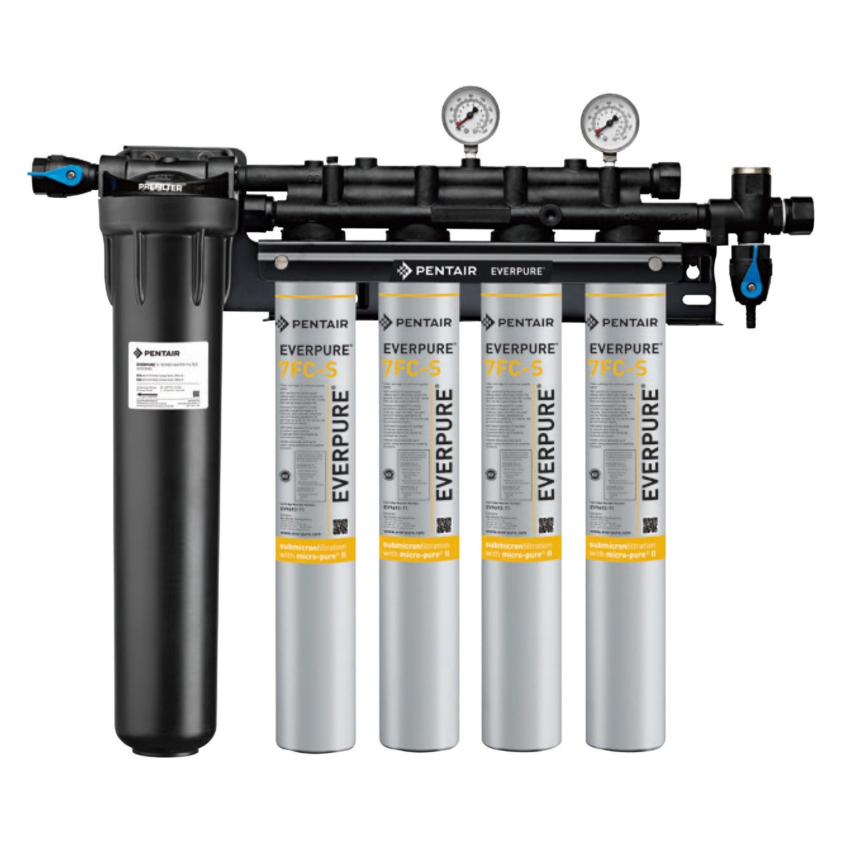 Everpure EV9327-74 Insurice PF Quad 7FC-S Water Filtration System with Pre-Filter, 0.5 Micron, 7.5 GPM