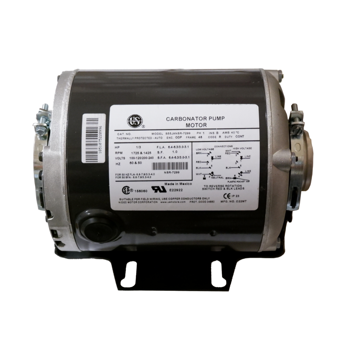 Pump Motor-48y Frame, 115V/230V (1/3 HP) Us Motor