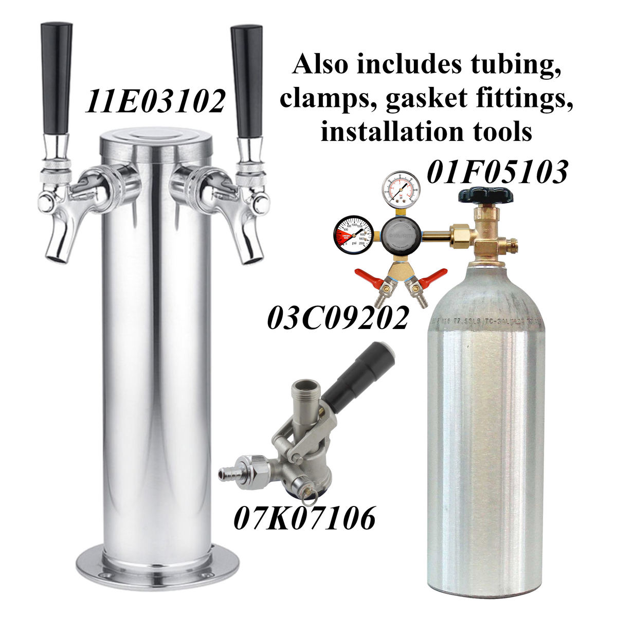 2 Faucet Column Keg Kit for Serv-Ware Direct Draw