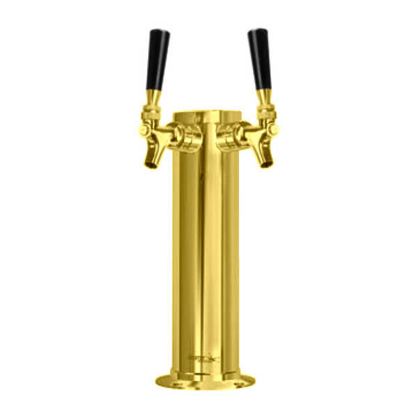 Krome Dispense Column, 2 Faucets, 3" Diameter, Air Cooled, PVD Gold