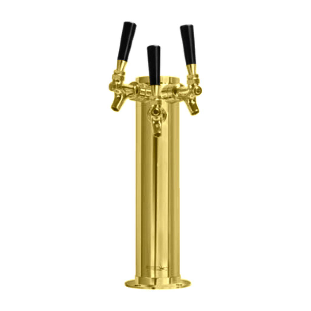 Krome Dispense Column, 3 Faucets, 3" Diameter, Air Cooled, PVD Gold