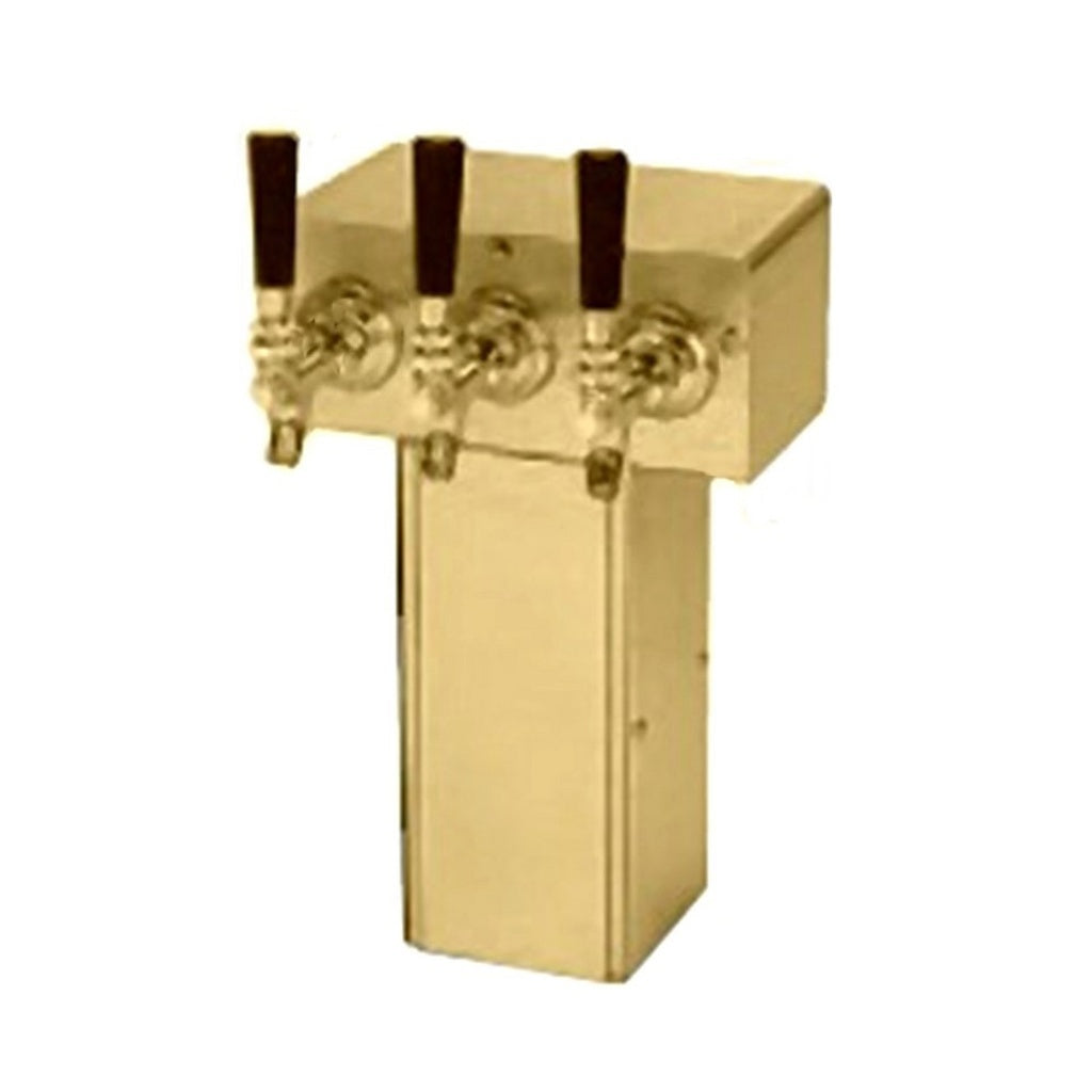 ABECO T Tower, 3-Faucet 4"-Square Air (Pvd All 304-Stainless Steel)