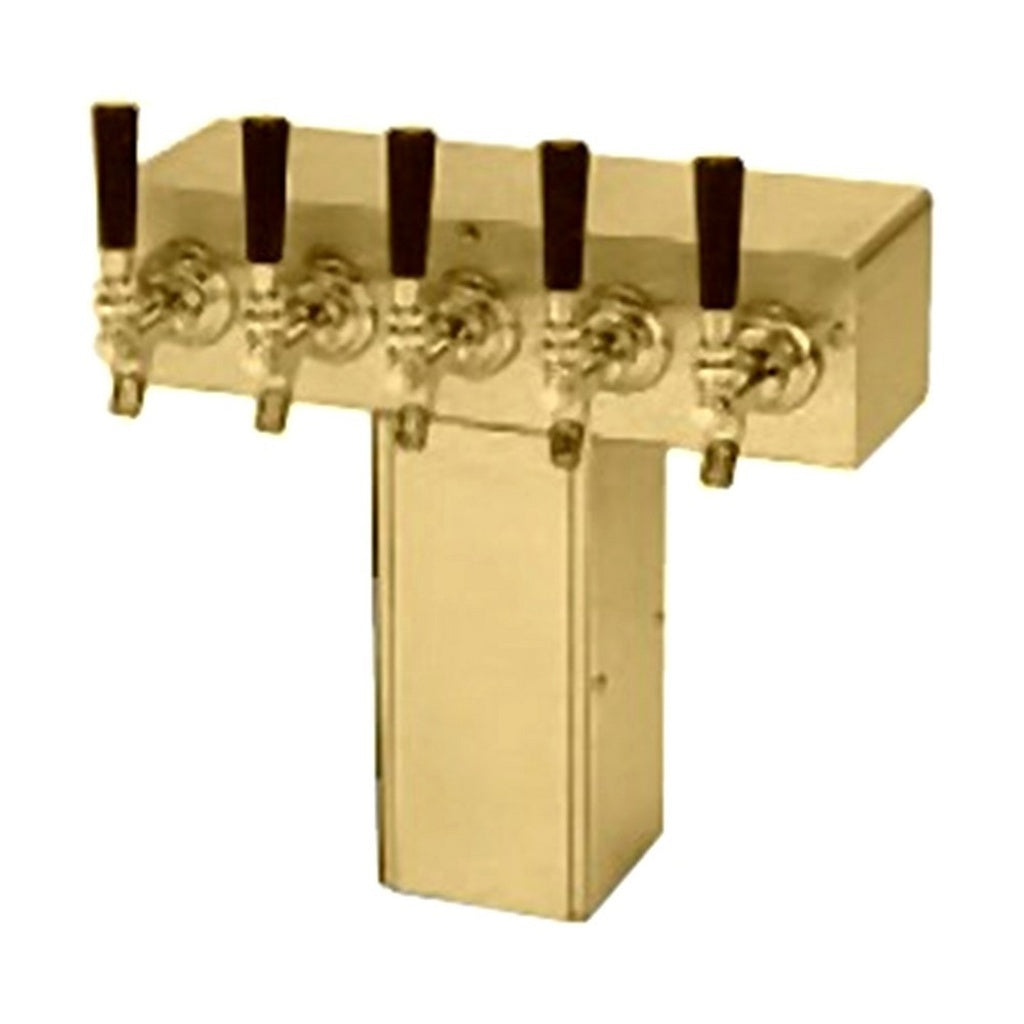 ABECO T Tower, 5-Faucet 4"-Square Air (Pvd All 304-Stainless Steel)