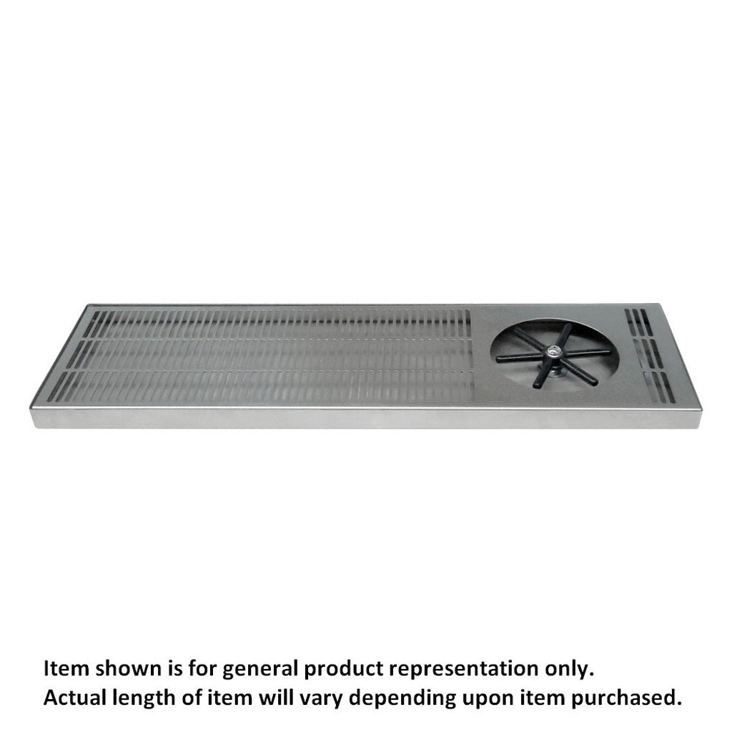 Krome Dispense Drip Tray with Glass Rinser, Counter Mount, With Drain, 7" W x 24" L
