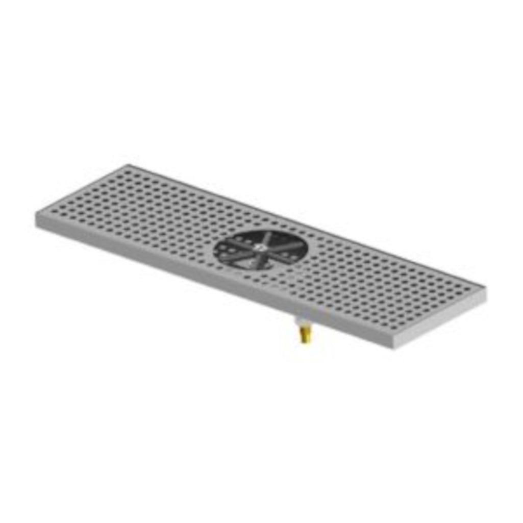 Krome Dispense Drip Tray with Centered Glass Rinser, Counter Mount, With Drain, 7" W x 24" L