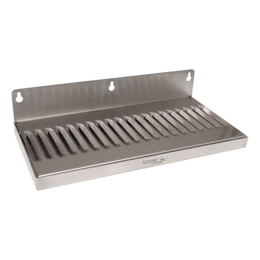 Krome Dispense Drip Tray, Wall Mount, No Drain, 6" W x 12" L, 2" Barbs