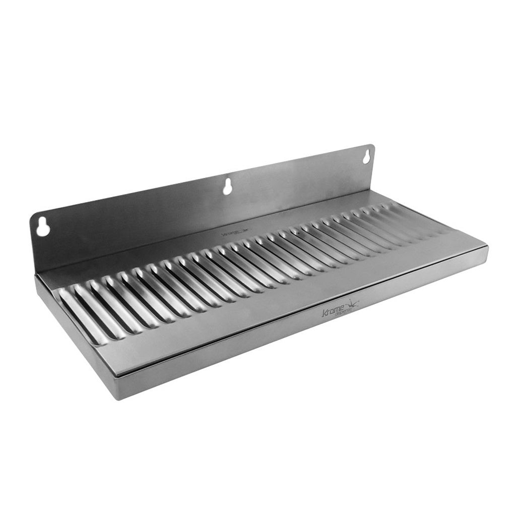 Krome Dispense Drip Tray, Wall Mount, No Drain, 6" W x 14" L, 2" Barbs