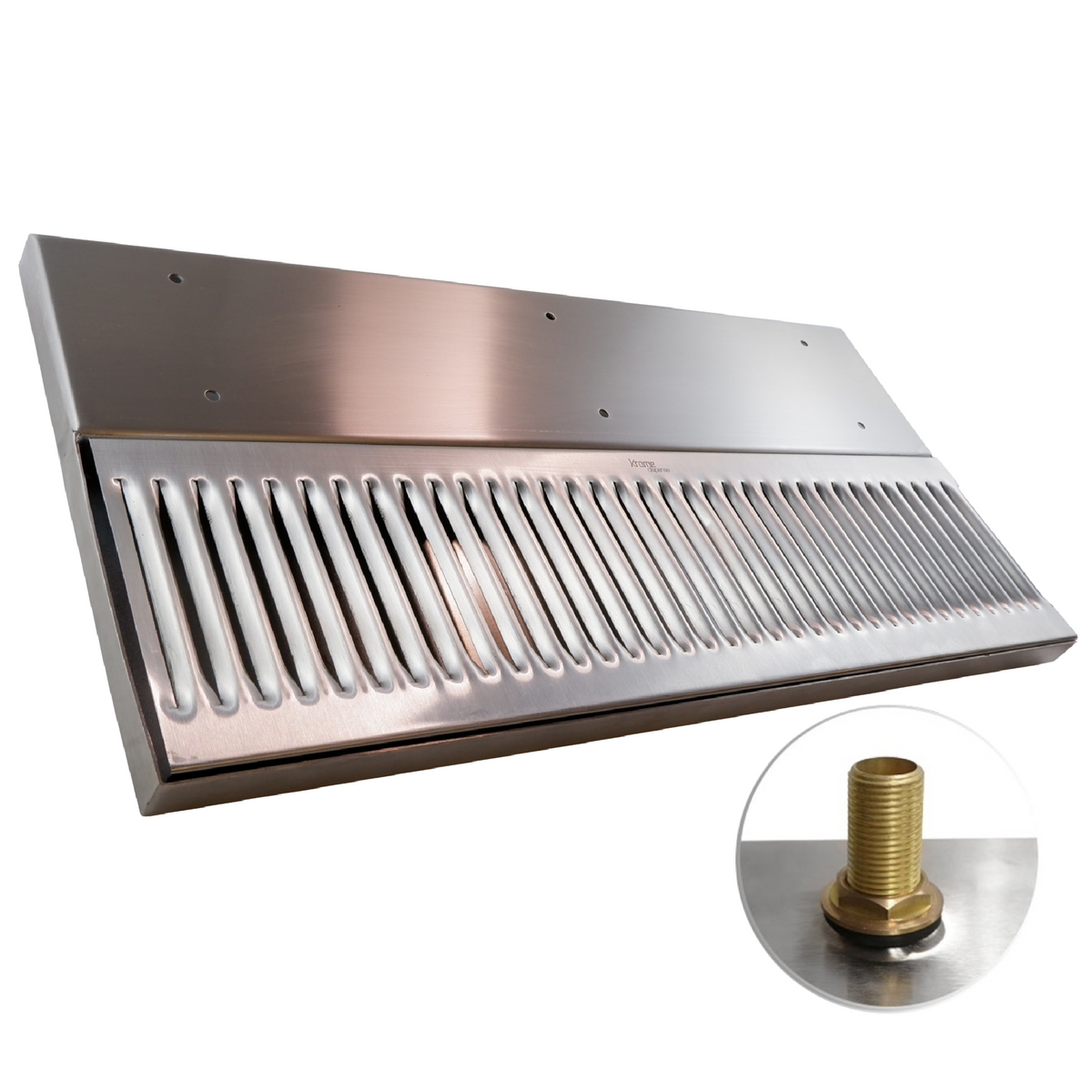 Krome Dispense Drip Tray, Underbar Mount, With Drain, 5" W x 18" L, NSF Certified