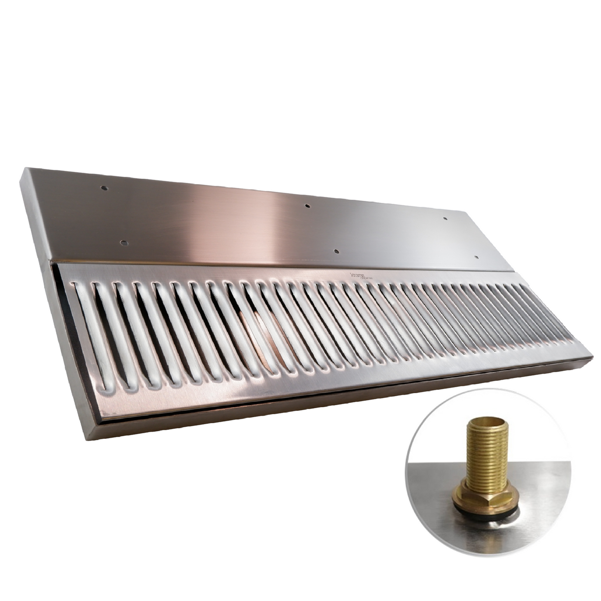 Krome Dispense Drip Tray, Underbar Mount, With Drain, 5" W x 24" L, NSF Certified