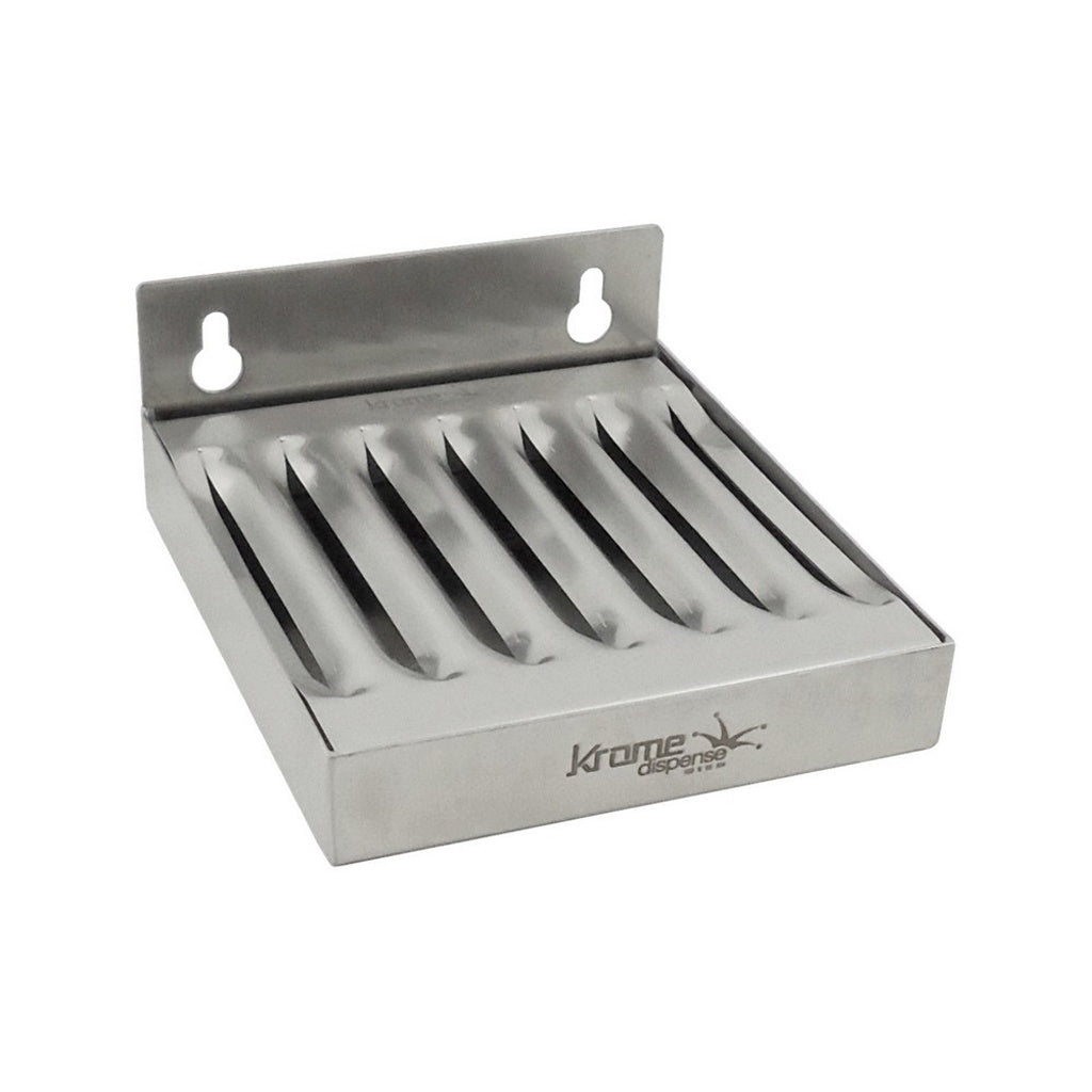 Krome Dispense Drip Tray, Wall Mount, No Drain, 4" W x 5" L, 1" Barbs