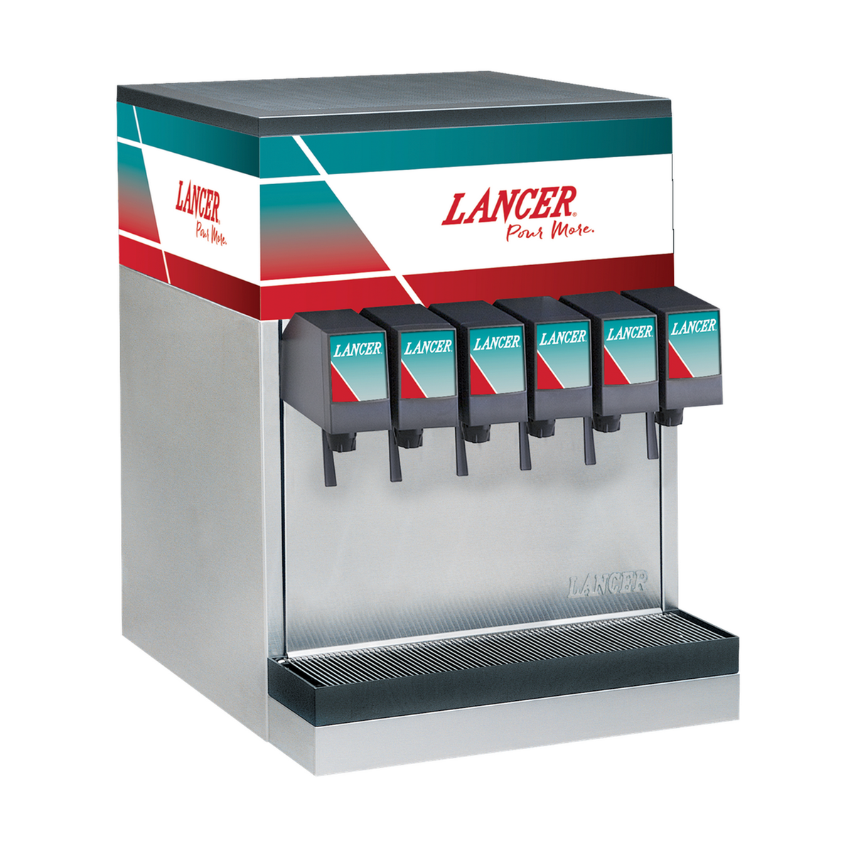Lancer drink machine with multiple nozzles on a white background