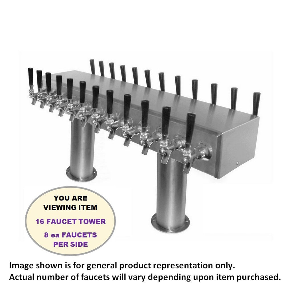 Quality Equipment Dual-sided Passthru, 4"-Diameter 16-Faucet Glycol (Stainless Steel-W/Chrome Accessories)