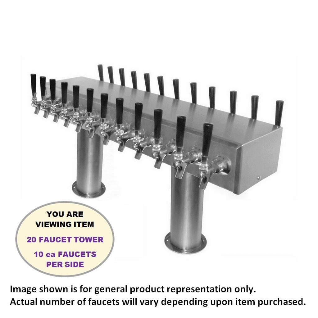 ABECO Dual-Sided Pass Thru Tower, 20 Faucets, 4" Diameter, Glycol Cooled