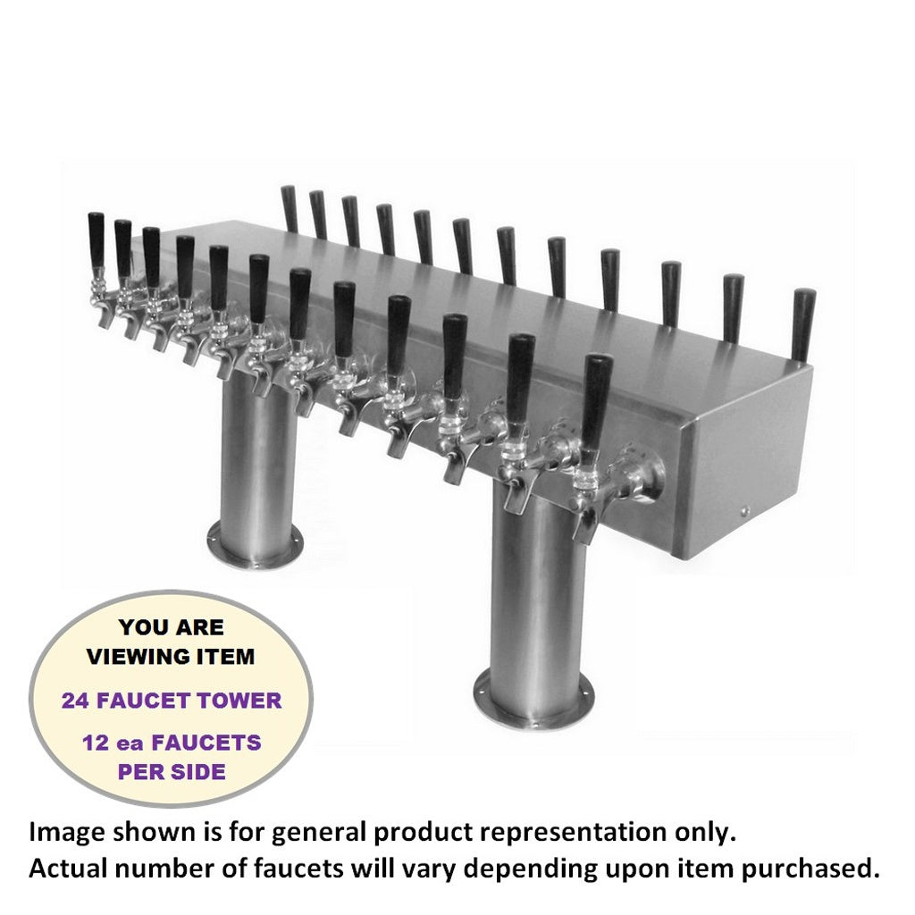 ABECO Dual-Sided Pass Thru Tower, 24 Faucets, 4" Diameter, Glycol Cooled