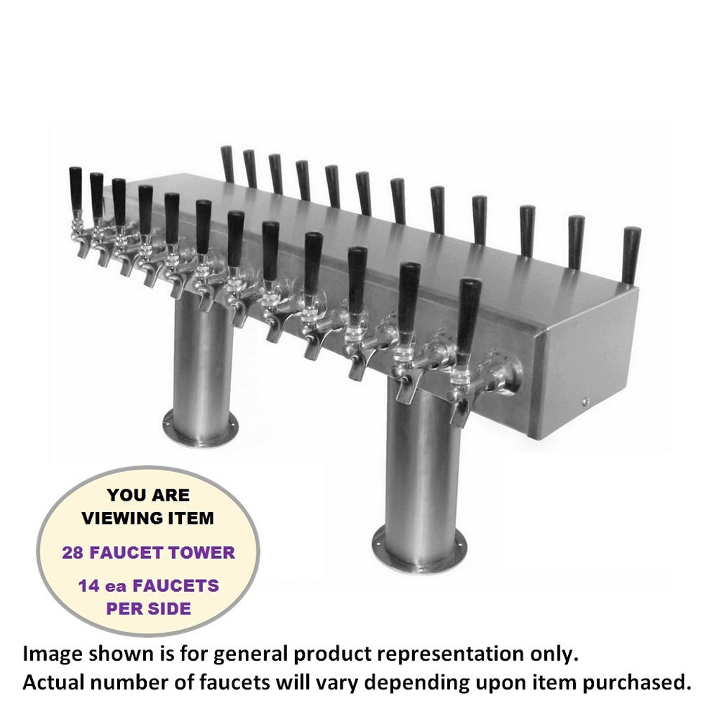 ABECO Dual-Sided Pass Thru Tower, 28 Faucets, 4" Diameter, Glycol Cooled