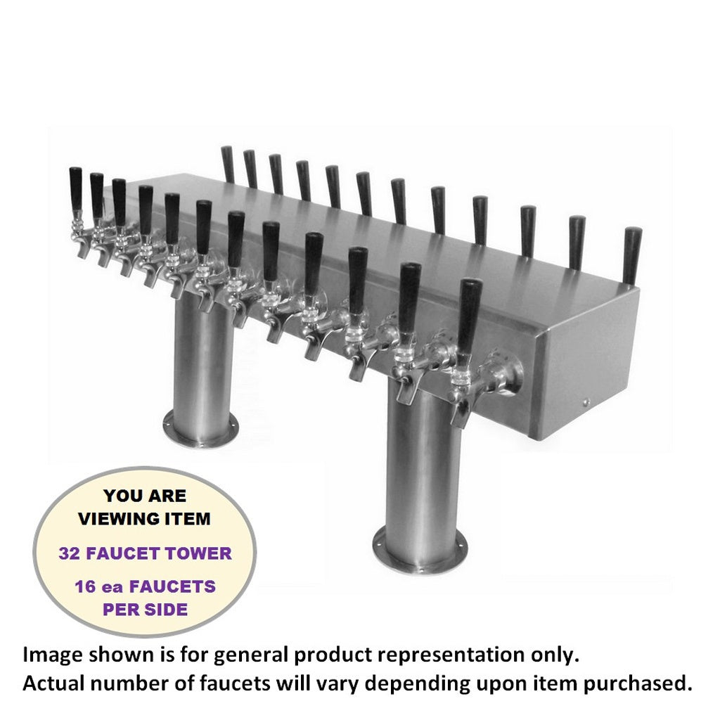 ABECO Dual-Sided Pass Thru Tower, 32 Faucets, 4" Diameter, Glycol Cooled