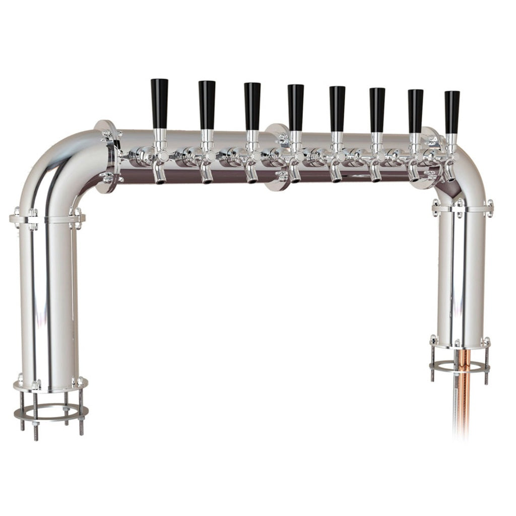 UBC Arcadia Pass Thru Tower, 8 Faucets, Glycol Cooled, Stainless Steel Contacts