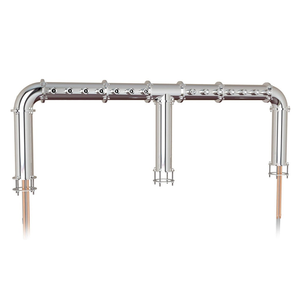 UBC Arcadia Pass Thru Tower, 14 Faucets, Glycol Cooled, Stainless Steel Contacts