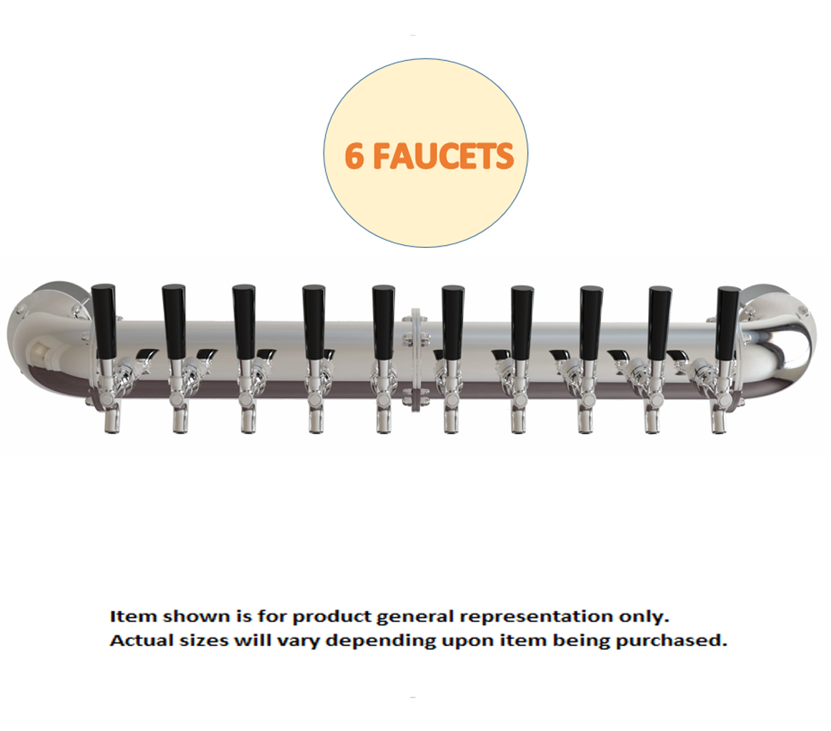 UBC Arcadia Rail Tower, 6 Faucets, Air Cooled, Stainless Steel with Vinyl Lines