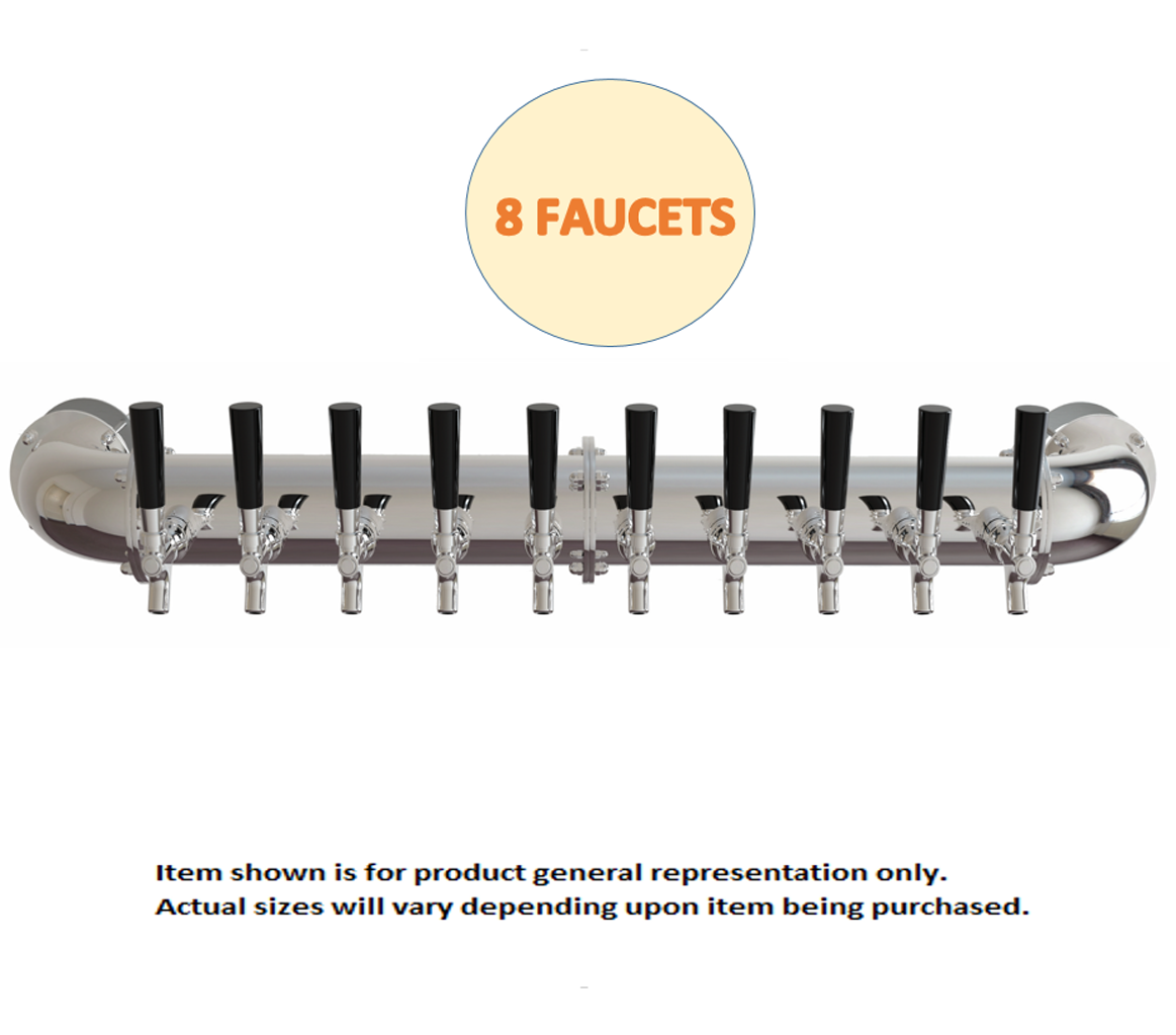UBC Arcadia Rail Tower, 8 Faucets, Air Cooled, Stainless Steel with Vinyl Lines