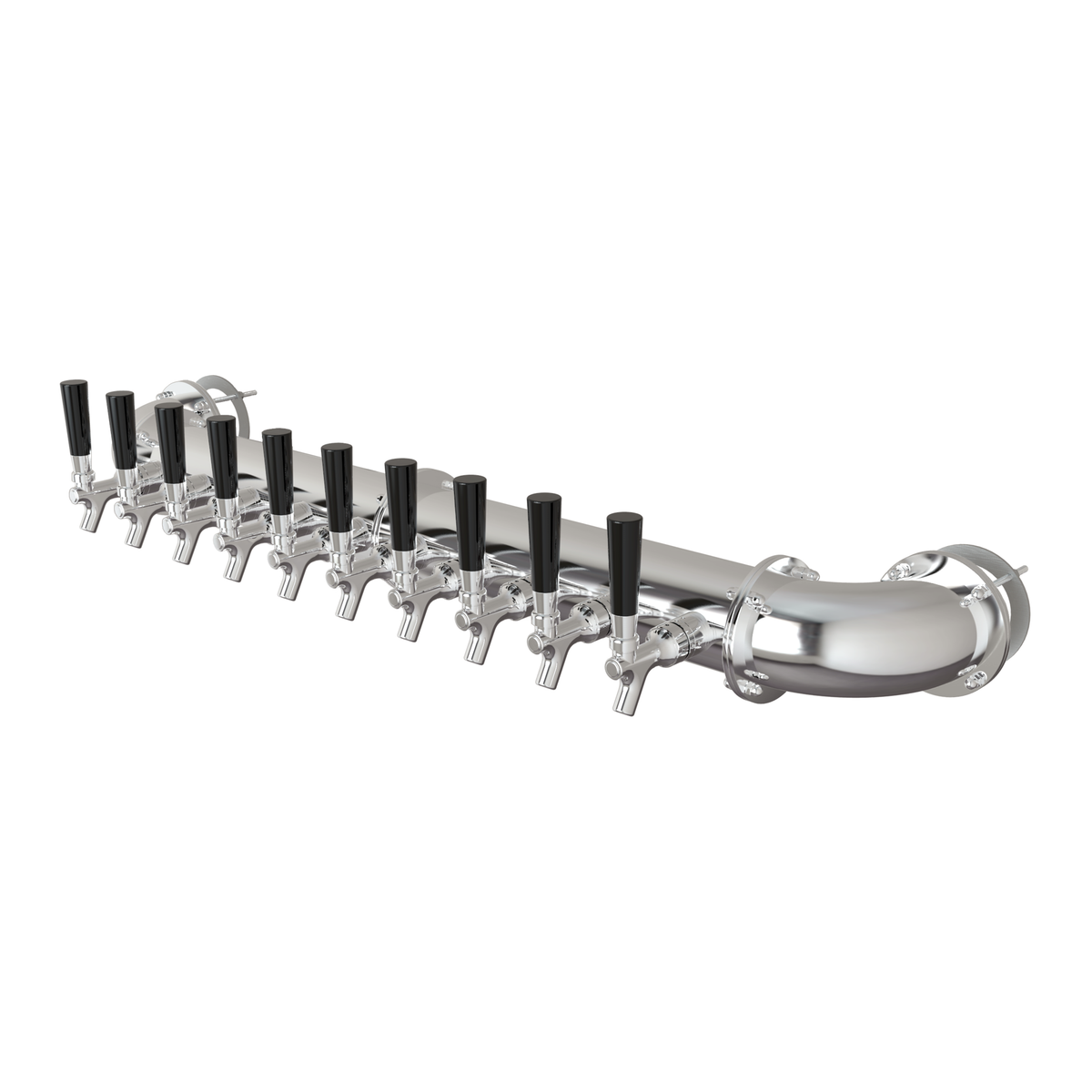 UBC Arcadia Rail Tower, 10 Faucets, Air Cooled, Stainless Steel with Vinyl Lines