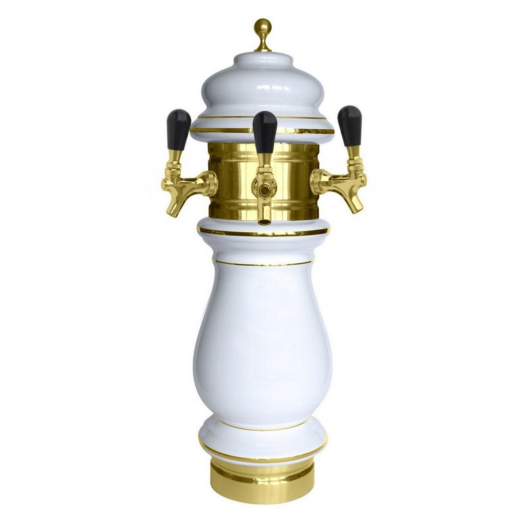 UBC Ceramic Tower, 3-Faucet Air (White/Gold)