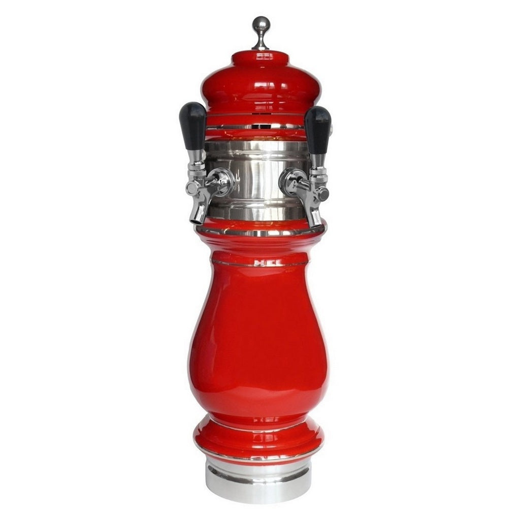 UBC Ceramic Tower, 2-Faucet Air (Red/Chrome)
