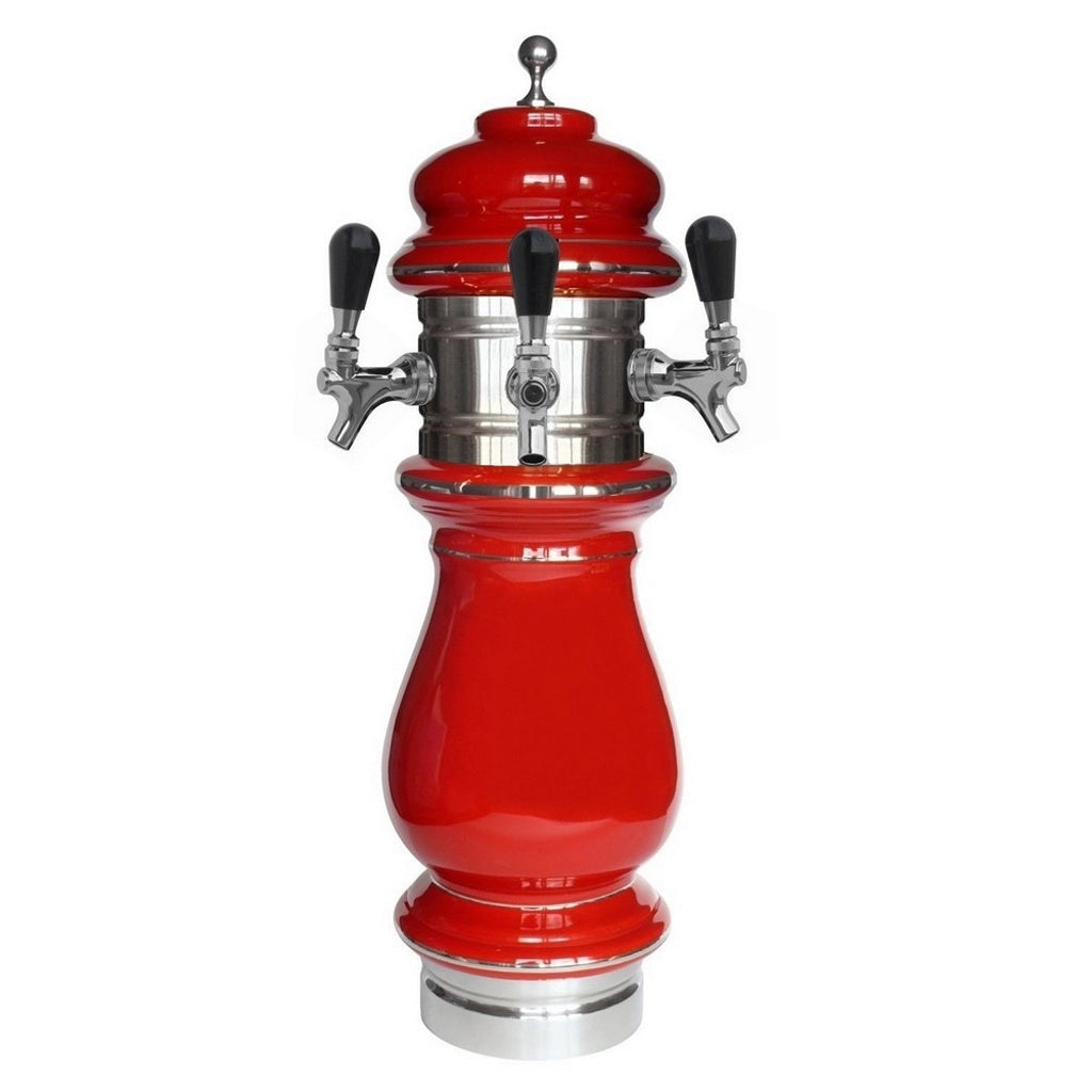 UBC Ceramic Tower, 3-Faucet Air (Red/Chrome)