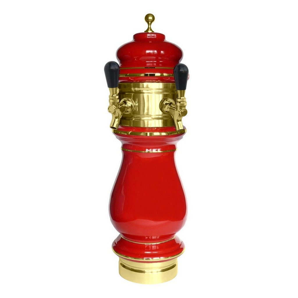 UBC Ceramic Tower, 2-Faucet Air (Red/Gold)