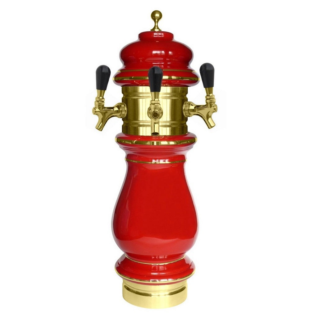 UBC Ceramic Tower, 3-Faucet Air (Red/Gold)