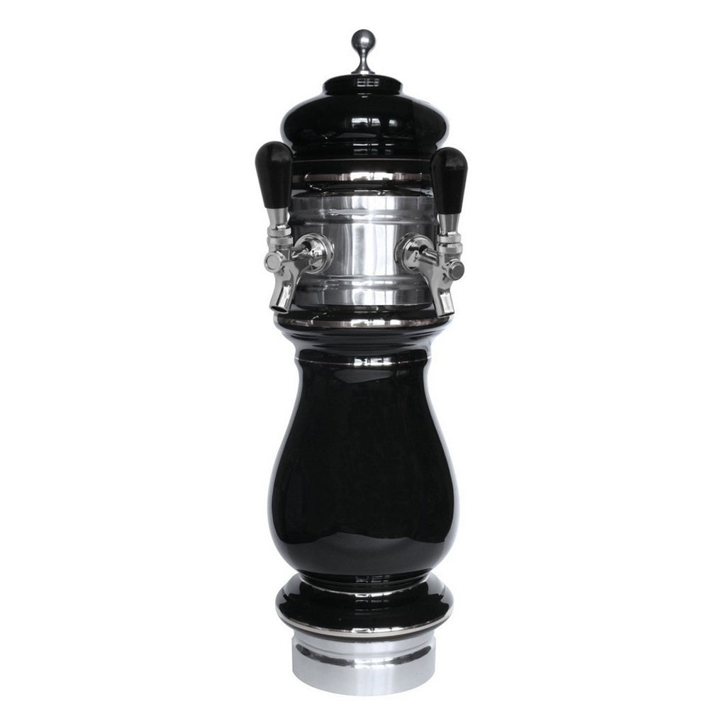 UBC Ceramic Tower, 2-Faucet Air (Black/Chrome)