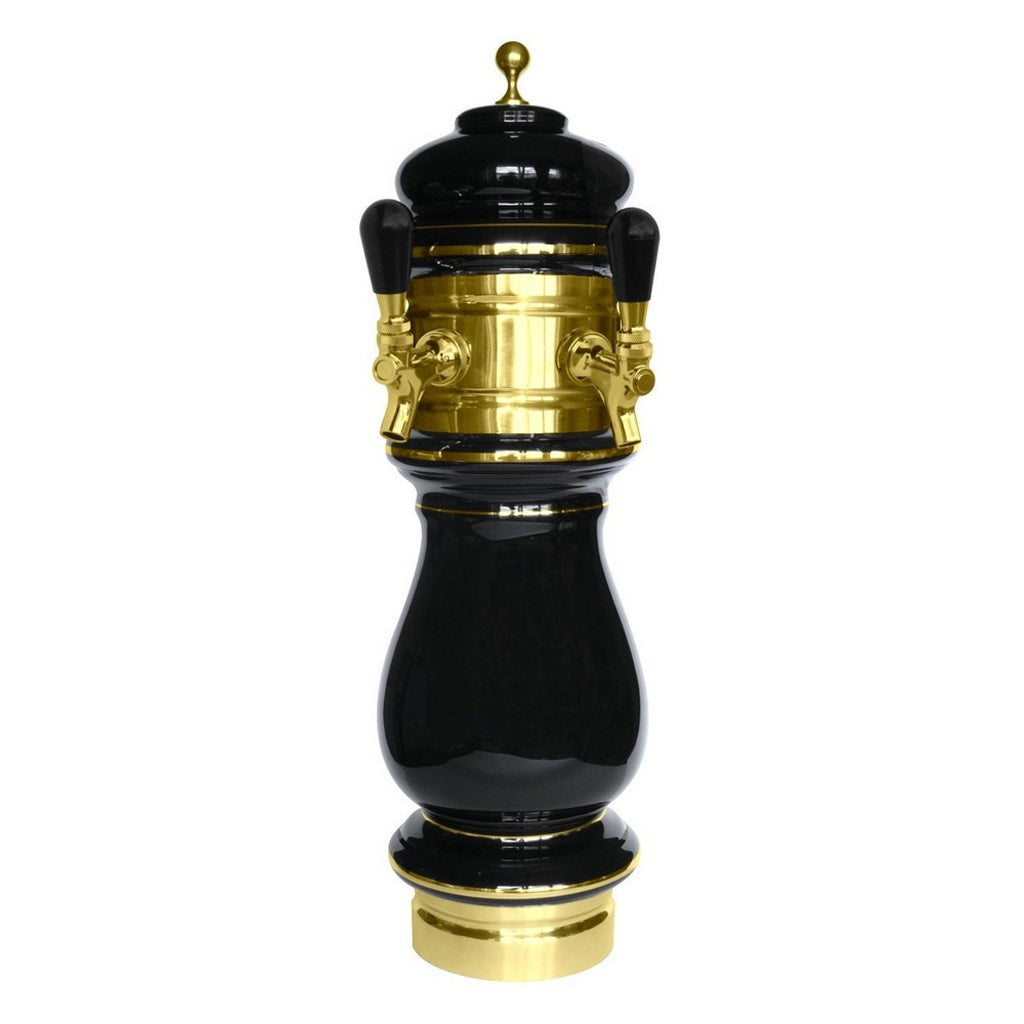 UBC Ceramic Tower, 2-Faucet Air (Black/Gold)