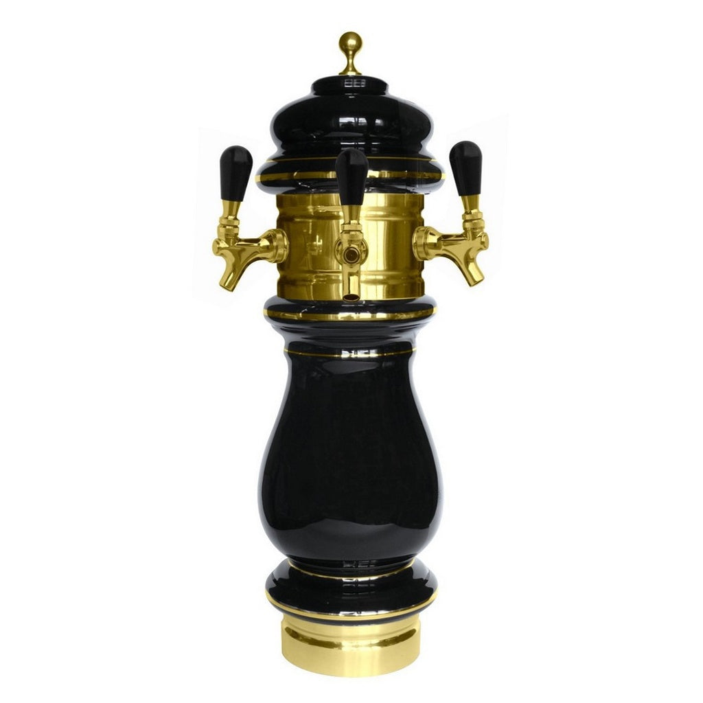 UBC Ceramic Tower, 3-Faucet Air (Black/Gold)