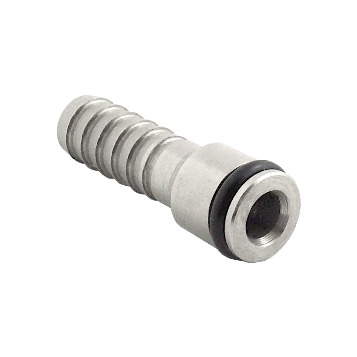 Straight Inlet Fitting for Soda Valves, 1/4" Barb, Stainless Steel