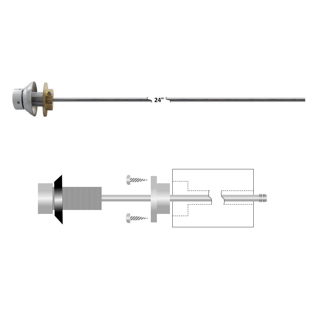Krome Dispense Nipple Shank, 3/16" Bore, 24" Length, Chrome