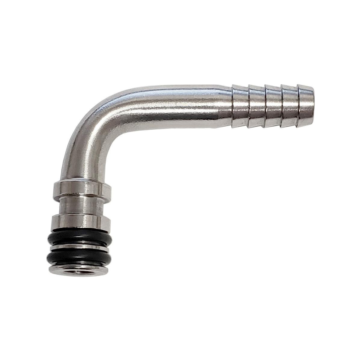 Taprite Double O-Ring 90° Fitting Assembly,  3/8" Diameter x 1/8" Barb, Stainless Steel
