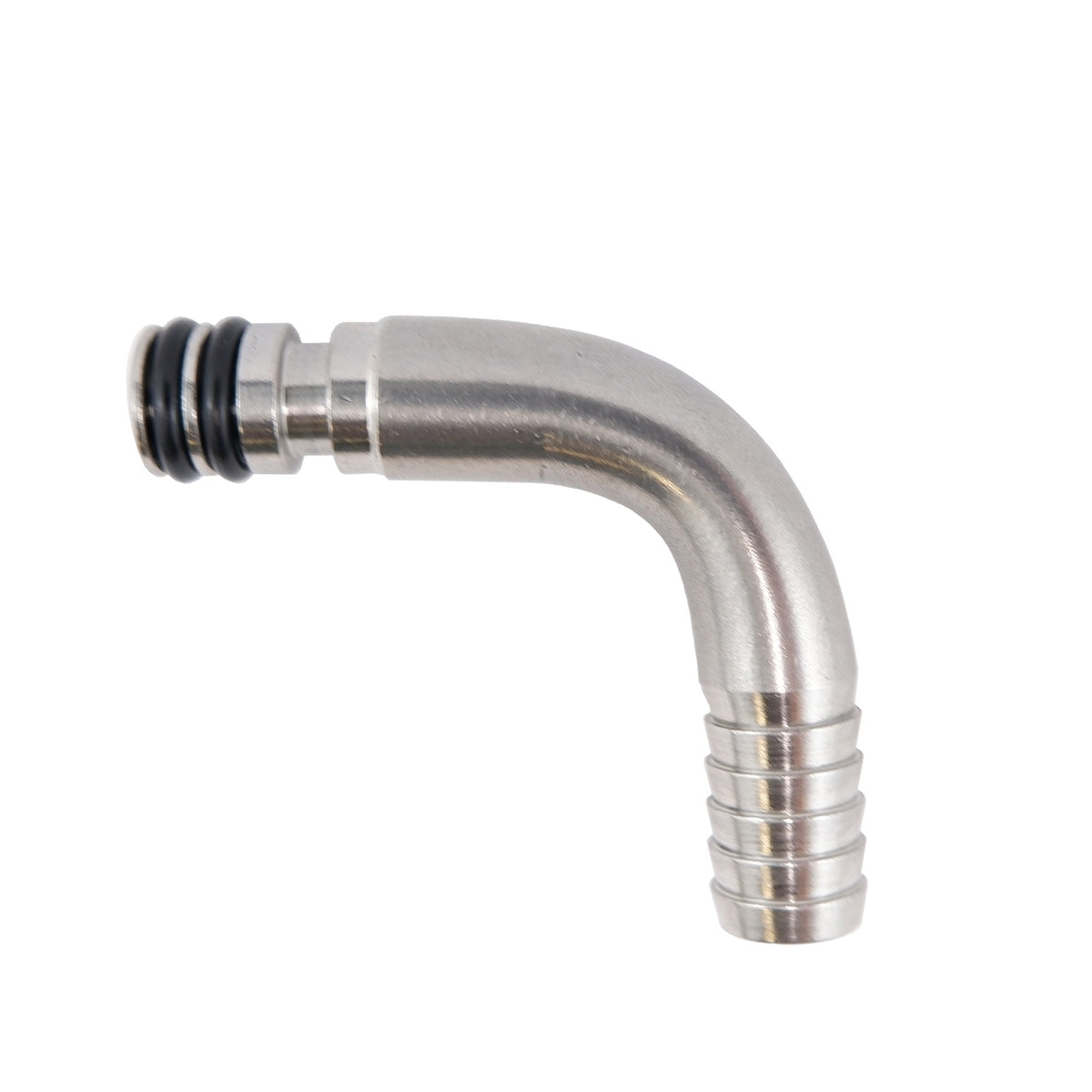 Taprite Double O-Ring 90° Fitting Assembly,  3/8" Diameter, 3/8" Barb, Stainless Steel