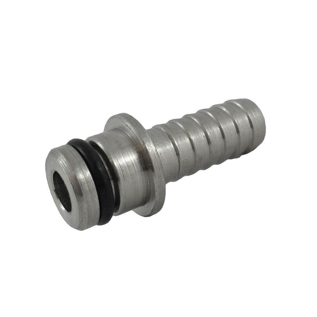 Straight Inlet Fitting for Wunder-Bar Guns, 1/4" Barb, Stainless Steel