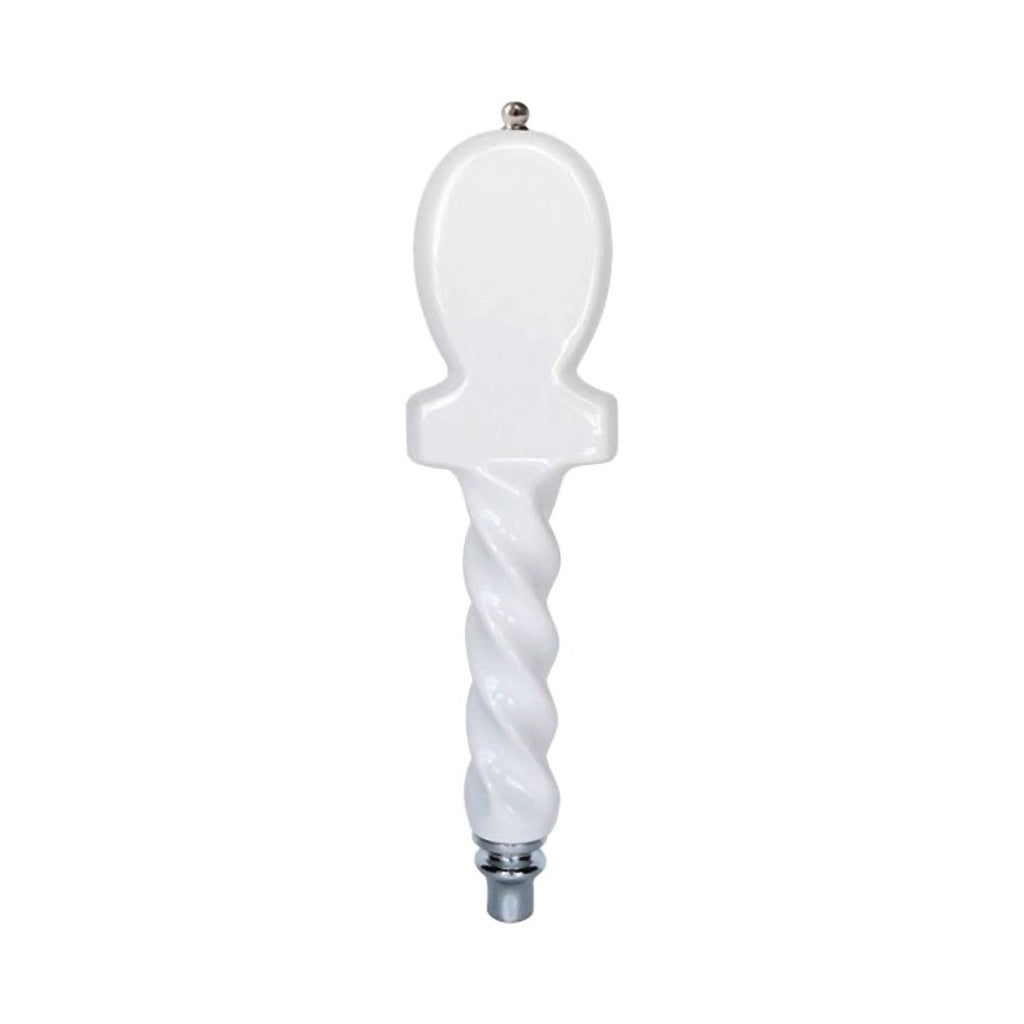 UBC A113 Ceramic Faucet Handle, White with Chrome Trim