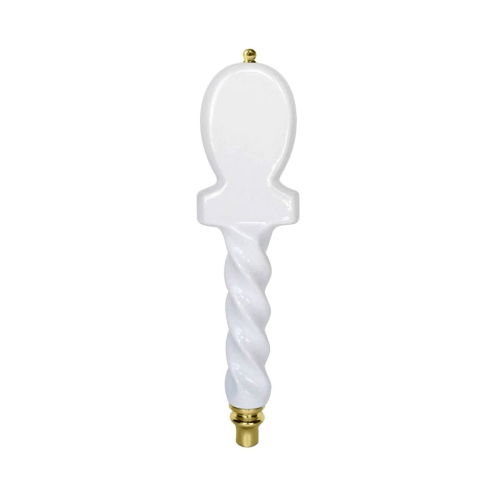 UBC A113 Ceramic Faucet Handle, White with Gold Trim