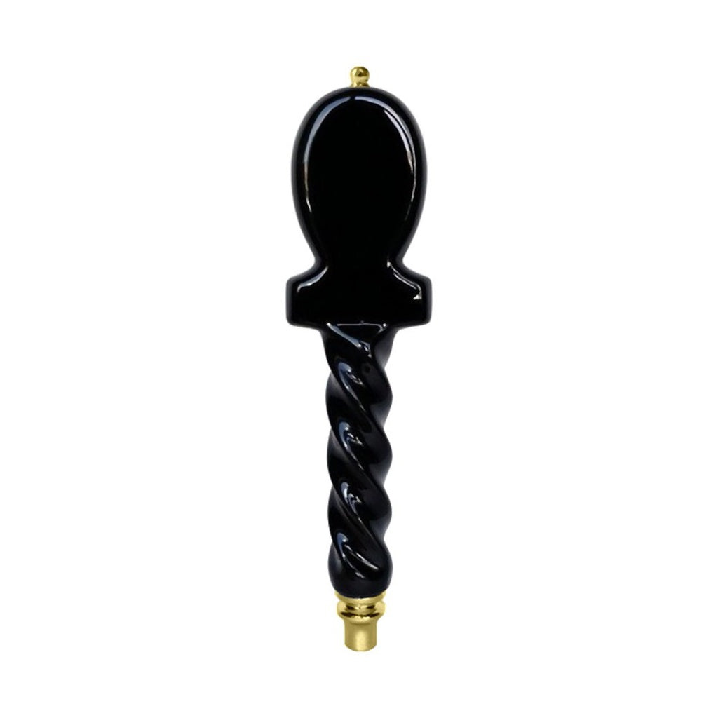 UBC A113 Ceramic Faucet Handle, Black with Gold Trim