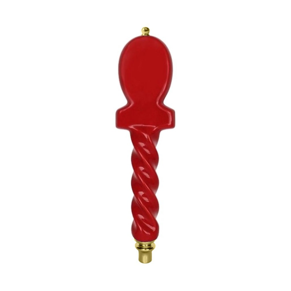 UBC A113 Ceramic Faucet Handle, Red with Gold Trim