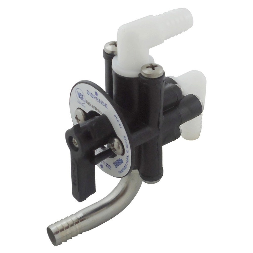 Shurflo 3-Way Sanitizing Valve, 3/8" Barbs