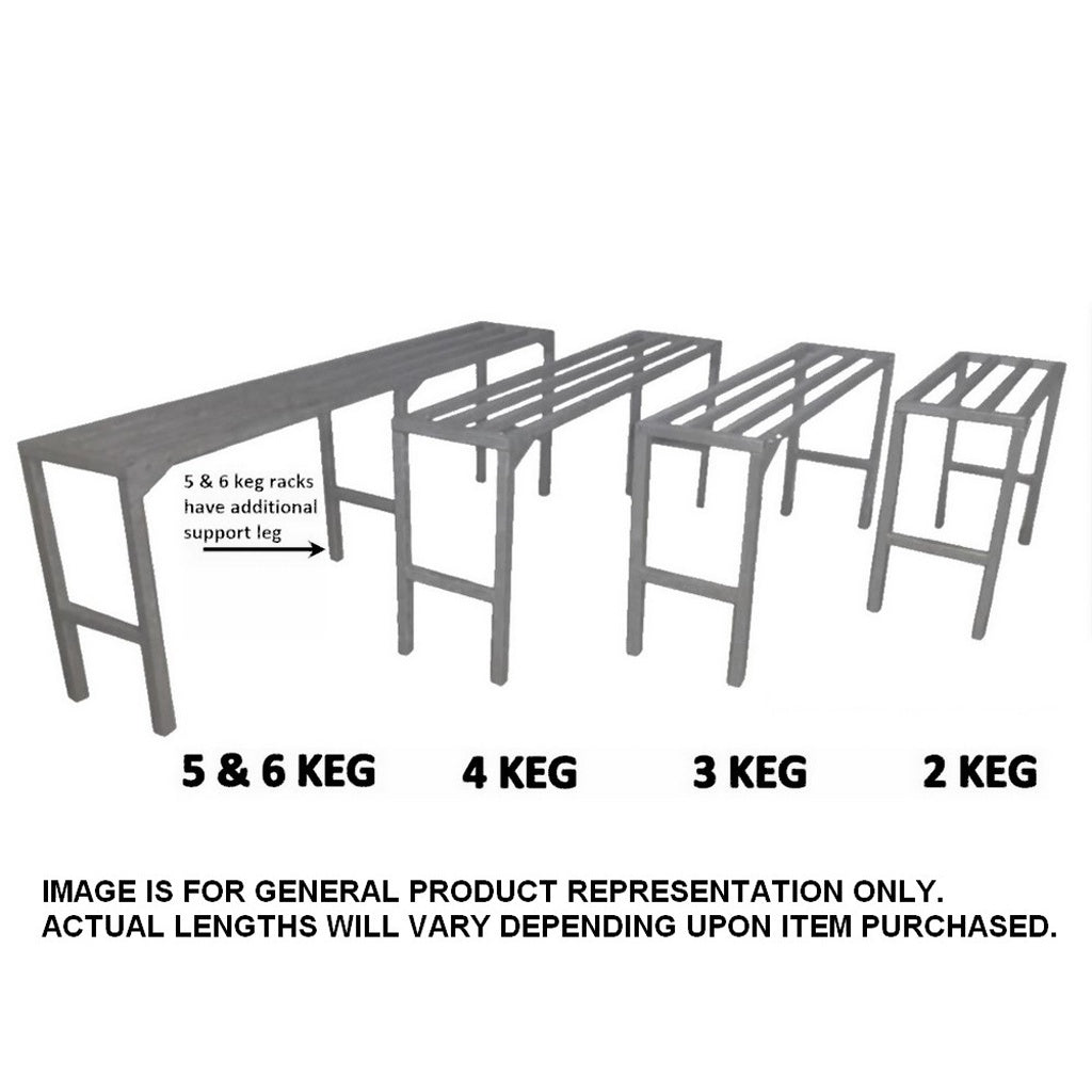 Keg Rack for 6 Kegs, Galvanized Steel, 16" W x 33" H x 108" L