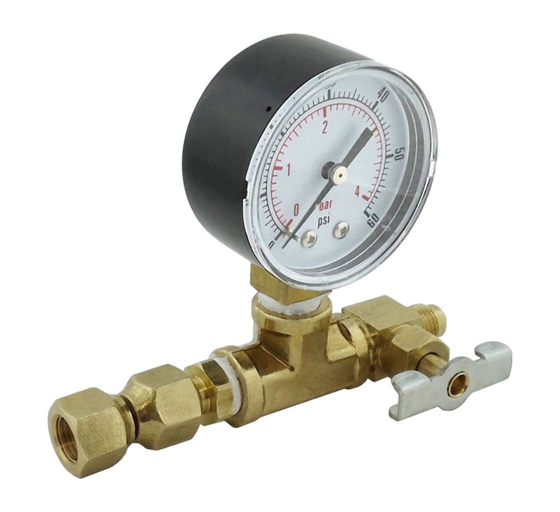 Bleeder Valve-w/gauge (1/4"FFL-Swivel X 1/4"MFL)