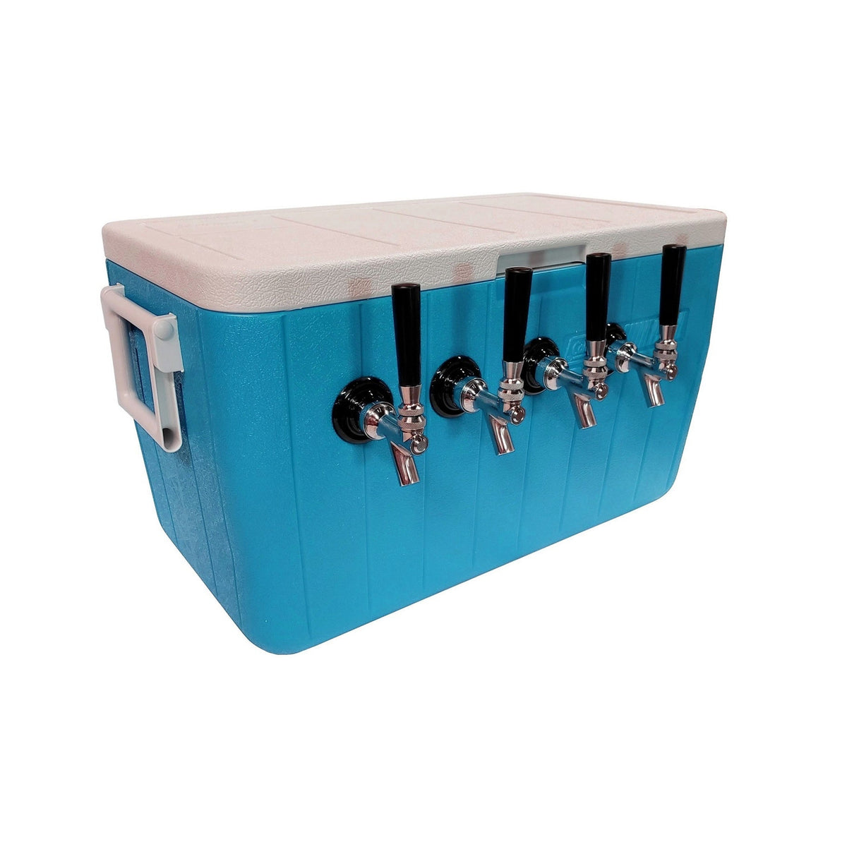 Cold Plate Dispenser, 4-Faucet 48-Qt. Blue 304 Stainless Steel