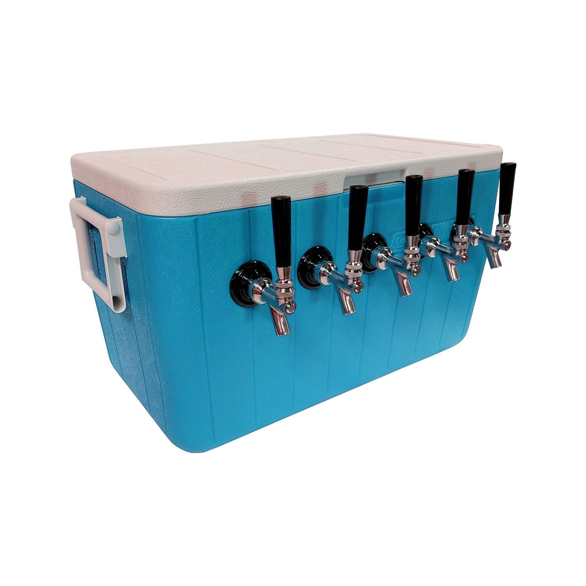 50' Coil Dispenser, 5-Faucet 48-Qt. Blue 304 Stainless Steel